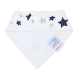 Lätzchen aus weißem Fleece mit blauen Sternen aus Baumwolle Dotty Fish, für Mädchen und Jungen im Kleinkindalter.